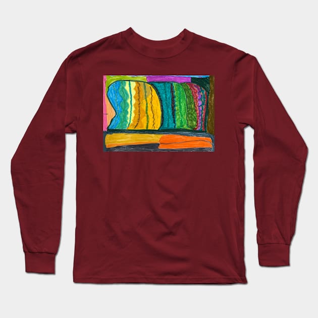 Colourful Mountain With Greens and Blues Long Sleeve T-Shirt by PodmenikArt